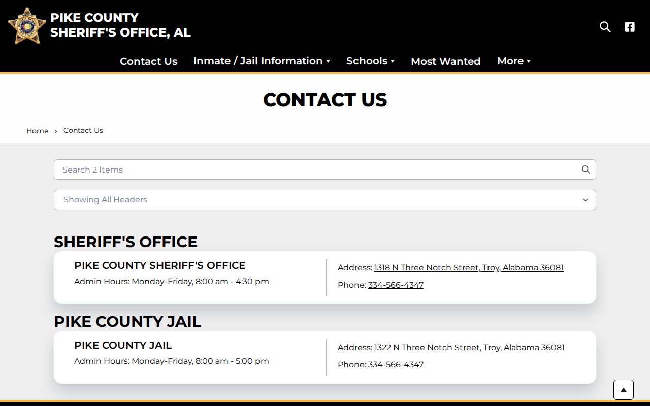 Pike County Sheriff official contact route for release records