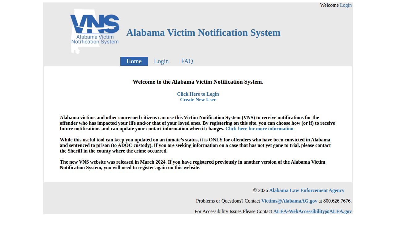Alabama Victim Notification Service official page for Pike County release alerts